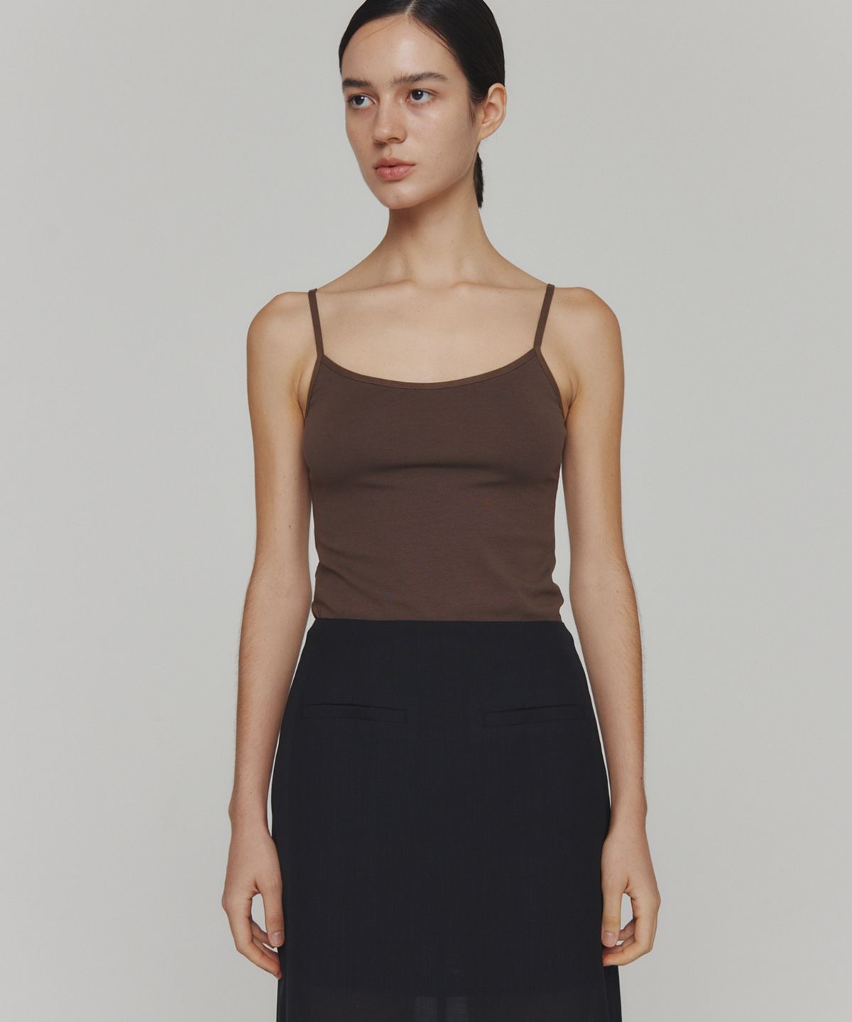 아모멘토(AMOMENTO) RIBBED SLEEVELESS TOP_BROWN