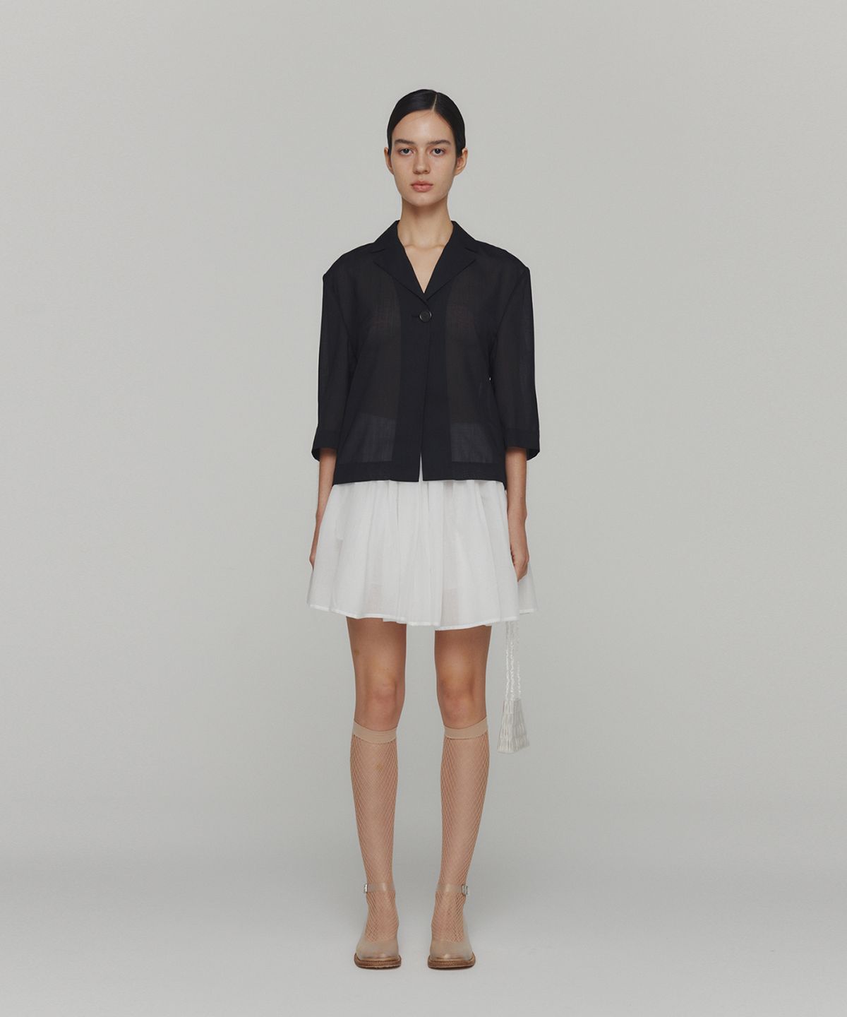 아모멘토(AMOMENTO) COTTON SHIRRING BANDING SKORTS_WHITE