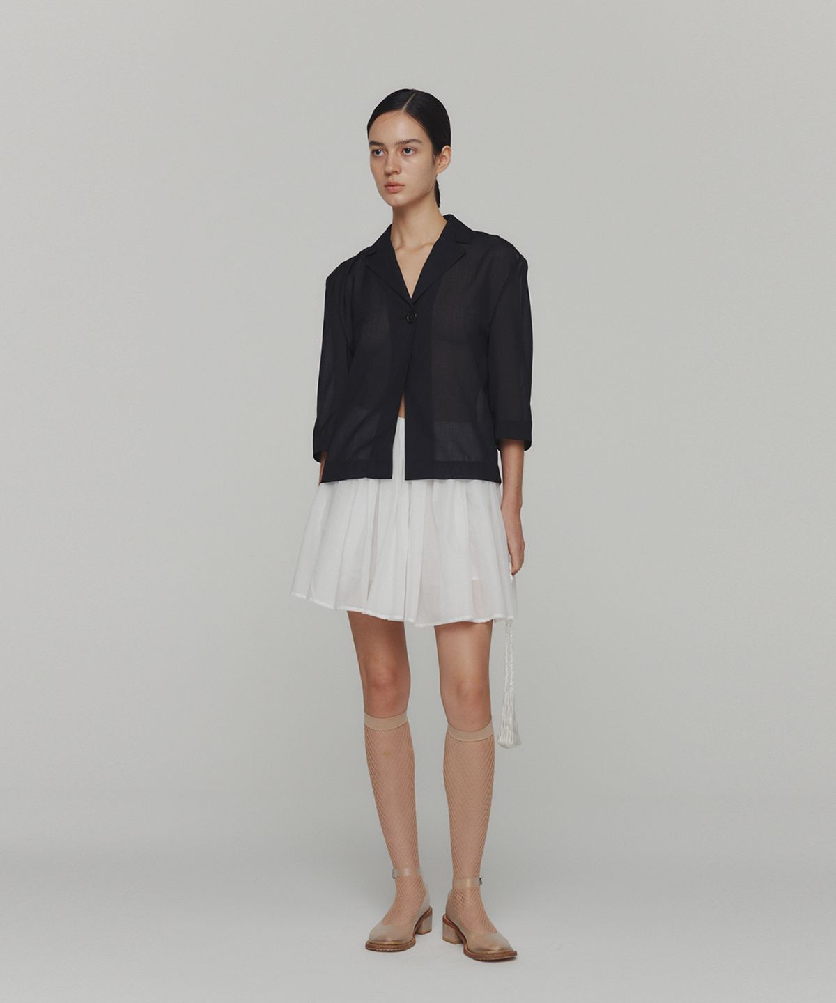 아모멘토(AMOMENTO) COTTON SHIRRING BANDING SKORTS_WHITE