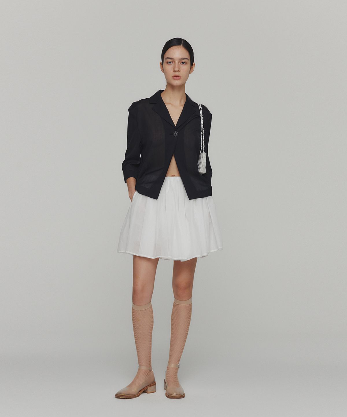 아모멘토(AMOMENTO) COTTON SHIRRING BANDING SKORTS_WHITE