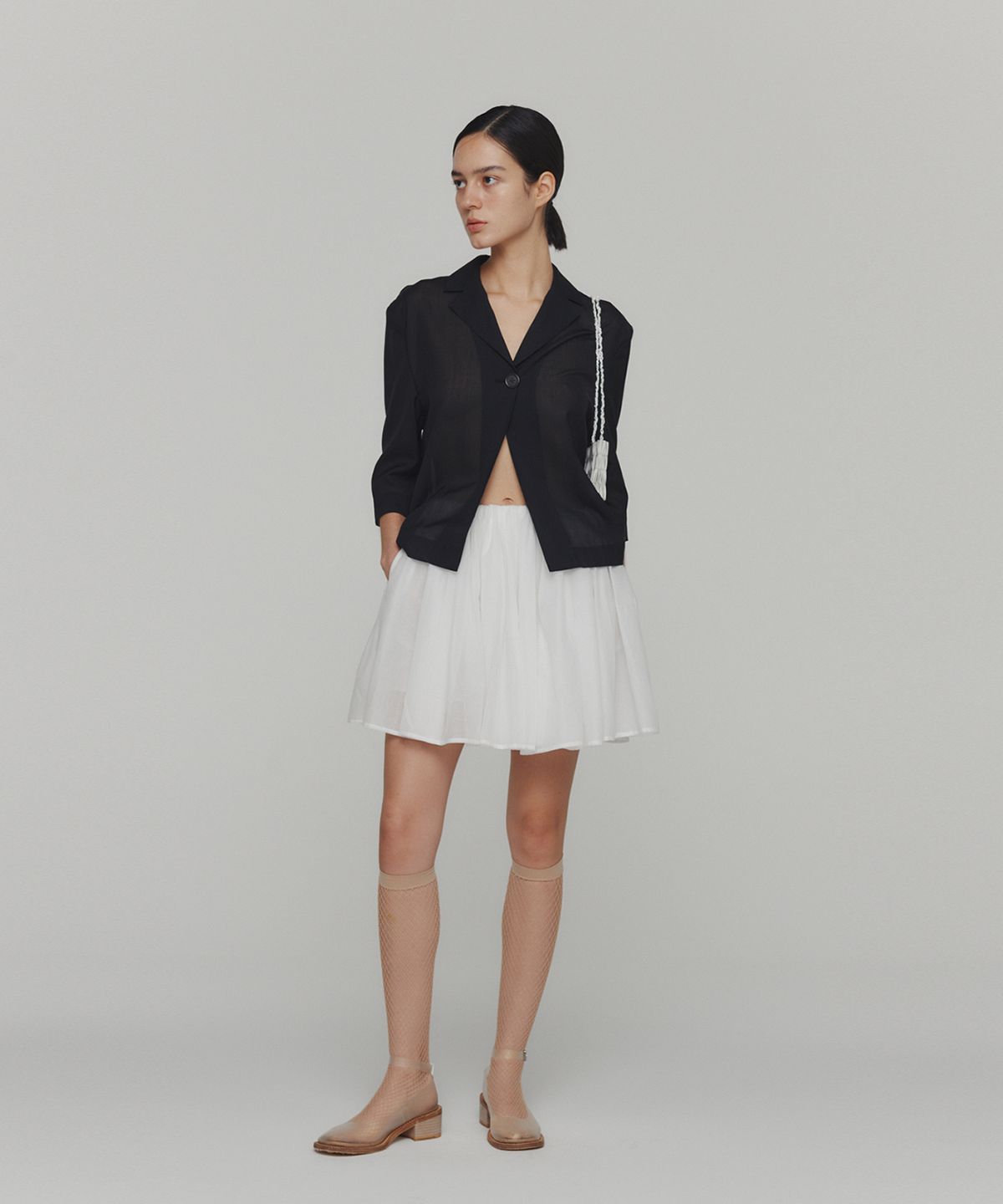 아모멘토(AMOMENTO) COTTON SHIRRING BANDING SKORTS_WHITE