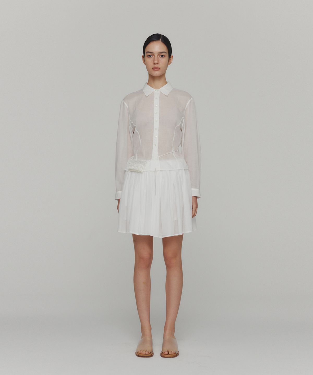아모멘토(AMOMENTO) COTTON SHIRRING BANDING SKORTS_WHITE
