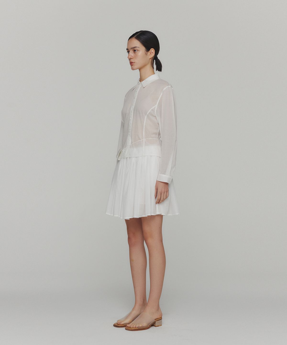 아모멘토(AMOMENTO) COTTON SHIRRING BANDING SKORTS_WHITE