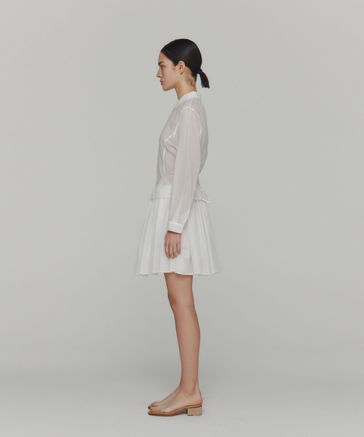 아모멘토(AMOMENTO) COTTON SHIRRING BANDING SKORTS_WHITE