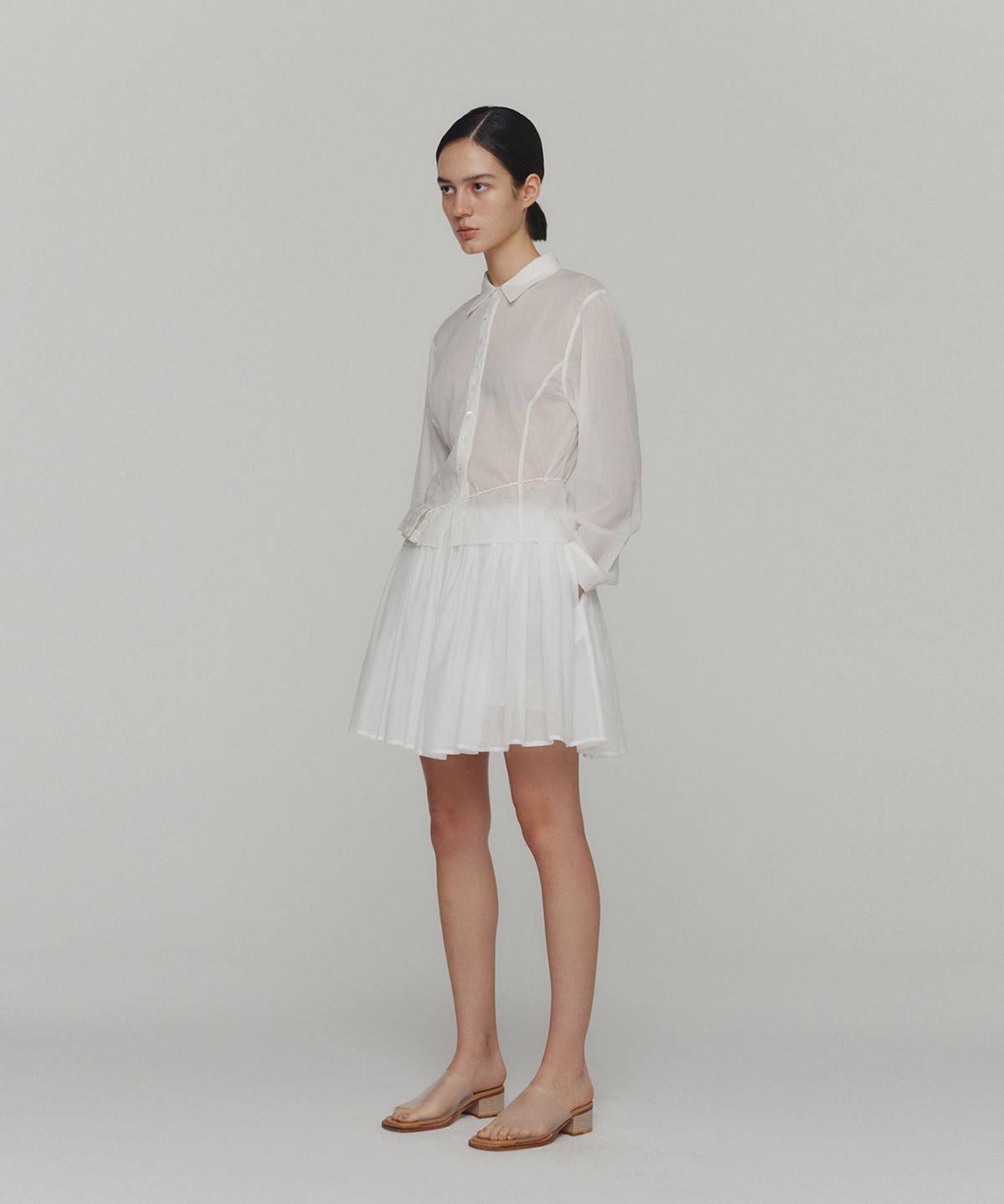 아모멘토(AMOMENTO) COTTON SHIRRING BANDING SKORTS_WHITE
