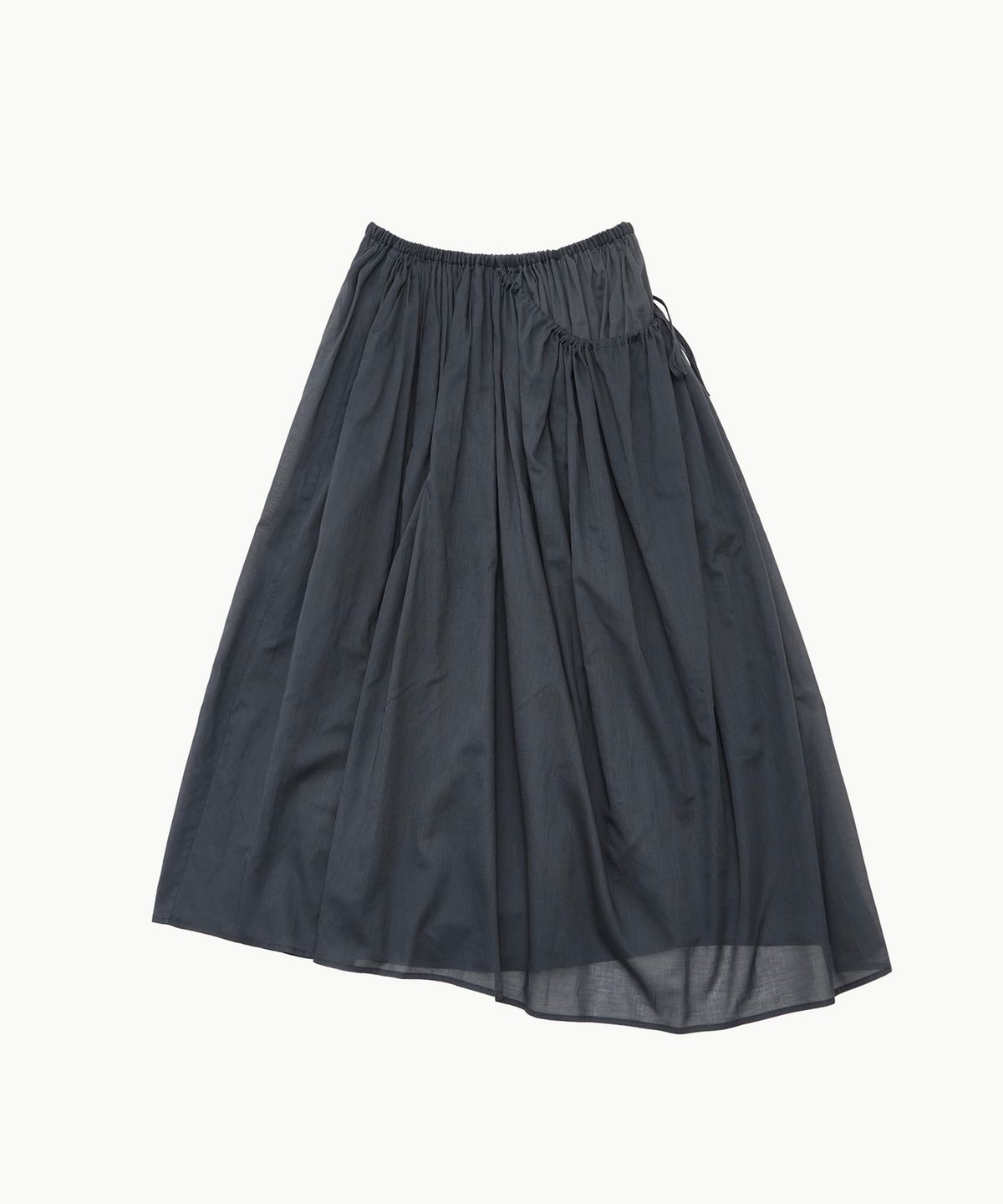 아모멘토(AMOMENTO) DRAWSTRING SHEER SHIRRING SKIRT_NAVY