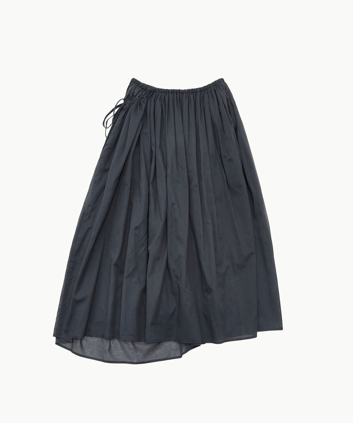 아모멘토(AMOMENTO) DRAWSTRING SHEER SHIRRING SKIRT_NAVY
