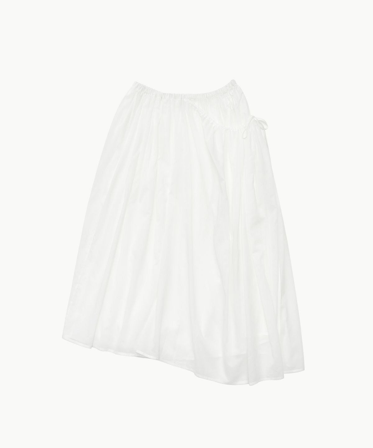 아모멘토(AMOMENTO) DRAWSTRING SHEER SHIRRING SKIRT_WHITE