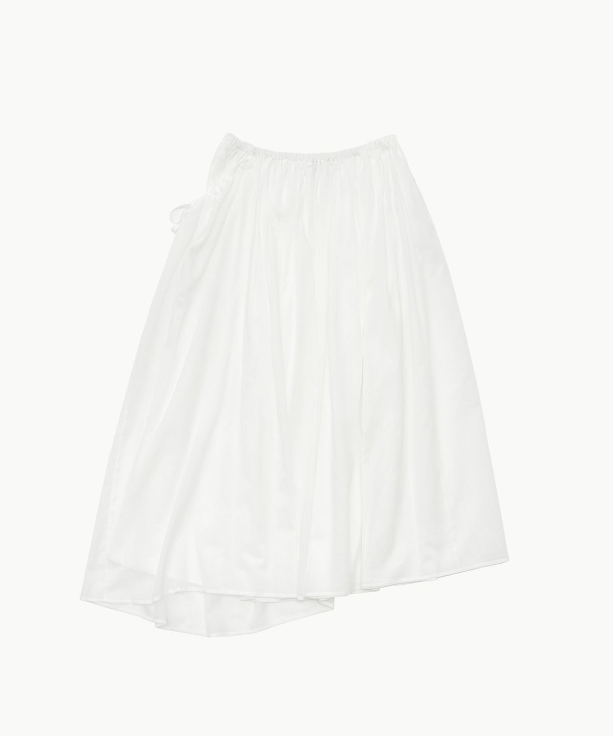 아모멘토(AMOMENTO) DRAWSTRING SHEER SHIRRING SKIRT_WHITE