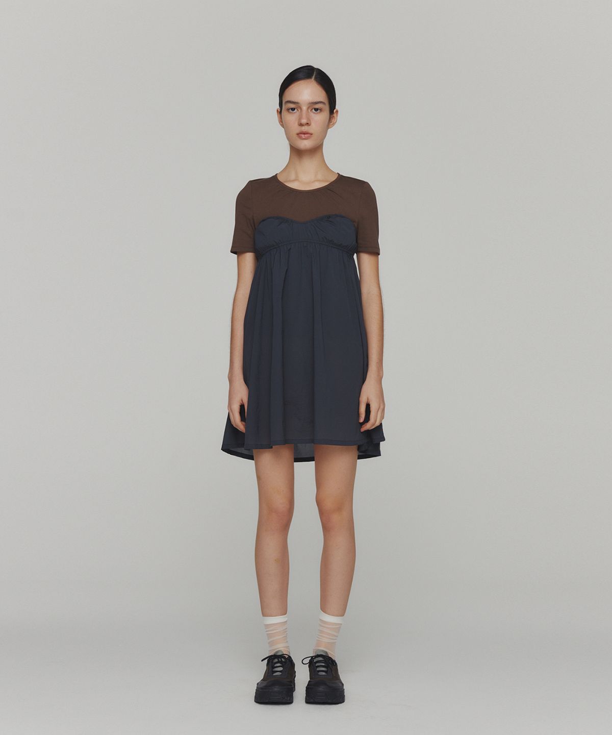 아모멘토(AMOMENTO) CORSET MINI DRESS_CHARCOAL