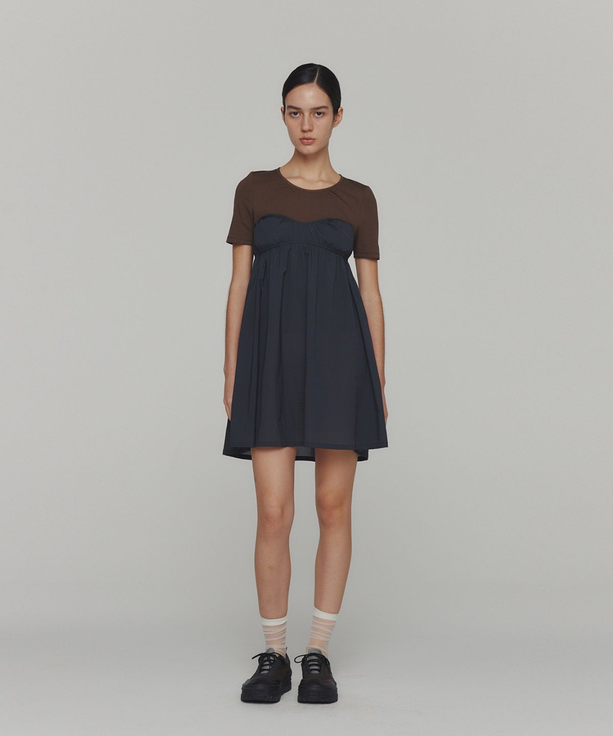 아모멘토(AMOMENTO) CORSET MINI DRESS_CHARCOAL