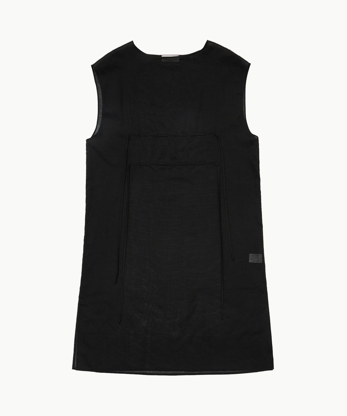 아모멘토(AMOMENTO) SHEER DRAWSTRING DRESS_BLACK