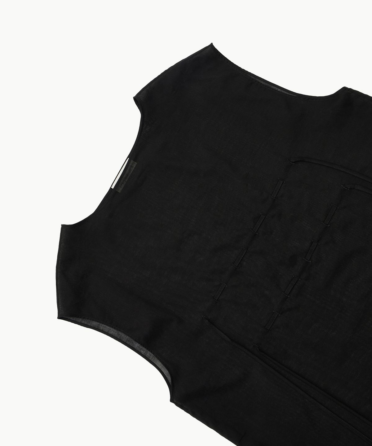 아모멘토(AMOMENTO) SHEER DRAWSTRING DRESS_BLACK