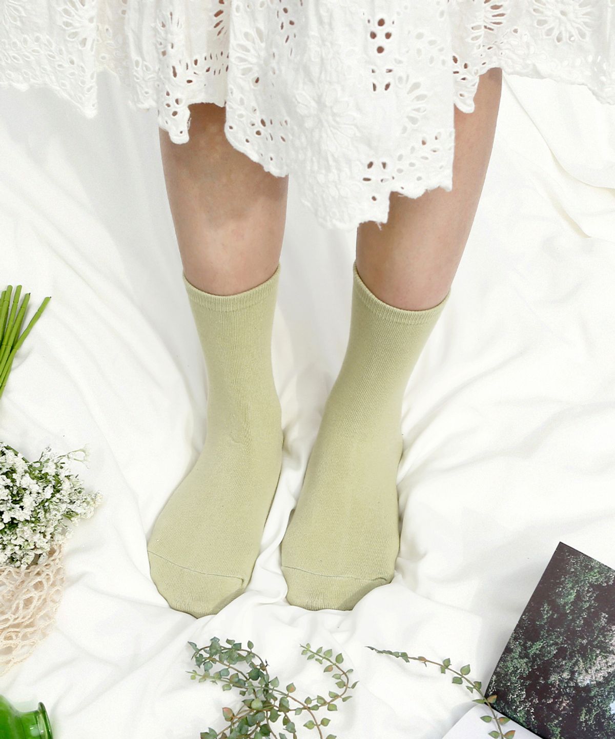 삭스에이(SOCKSA) [7PACK]순면 2겹 시그니처 168N 무지 미들 긴양말