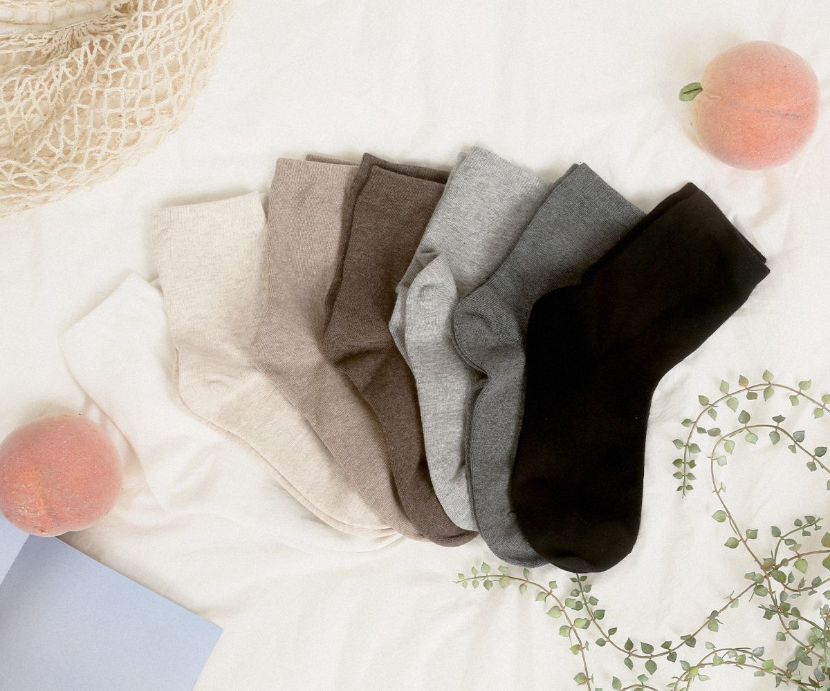 삭스에이(SOCKSA) [7PACK]순면 2겹 시그니처 168N 무지 미들 긴양말