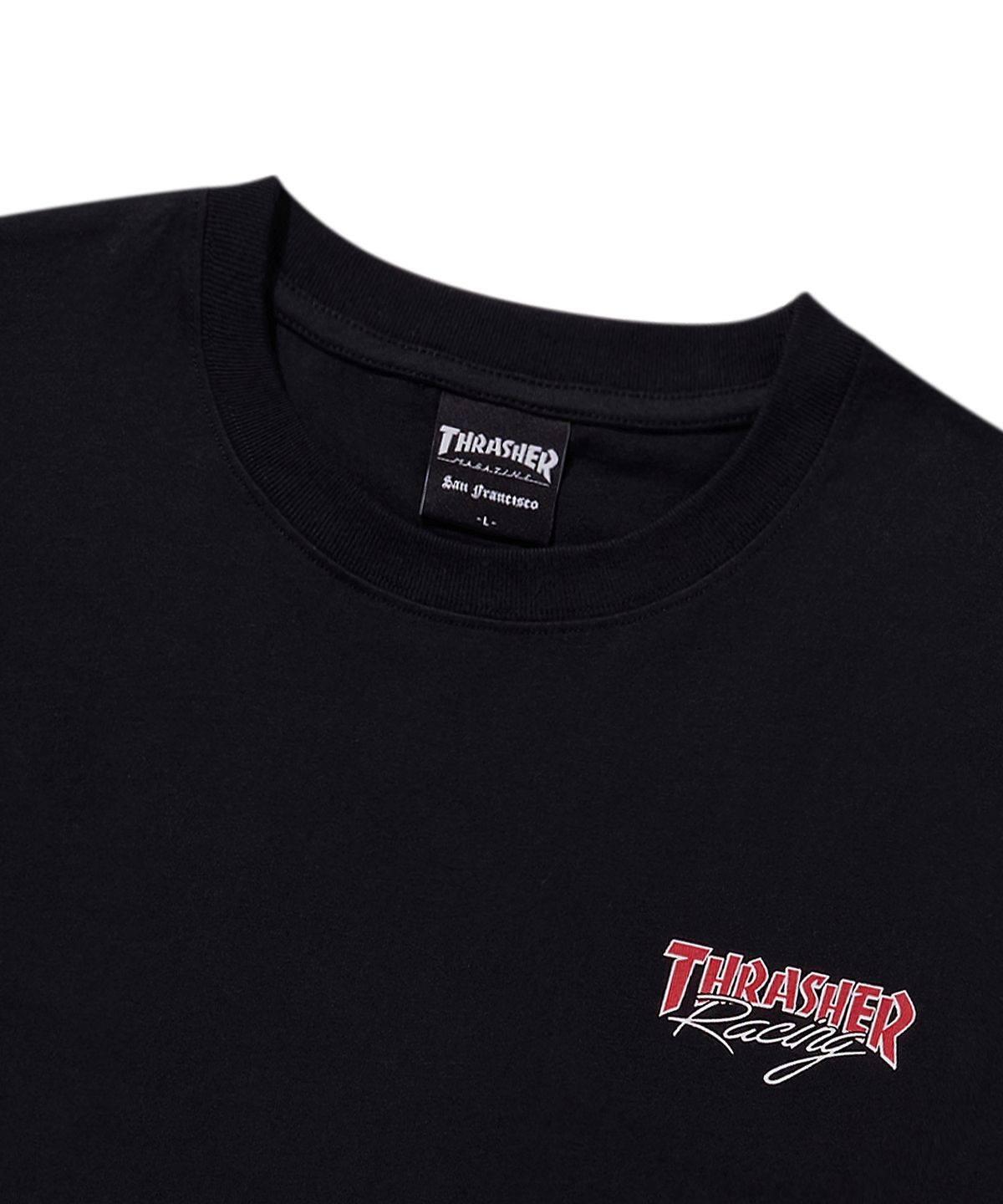 트레셔(THRASHER) 레이스 카 그래픽 반팔 티셔츠 블랙