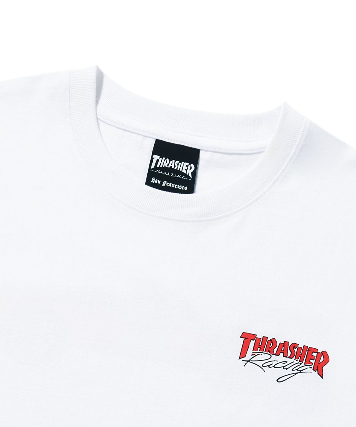 트레셔(THRASHER) 레이스 카 그래픽 반팔 티셔츠 화이트
