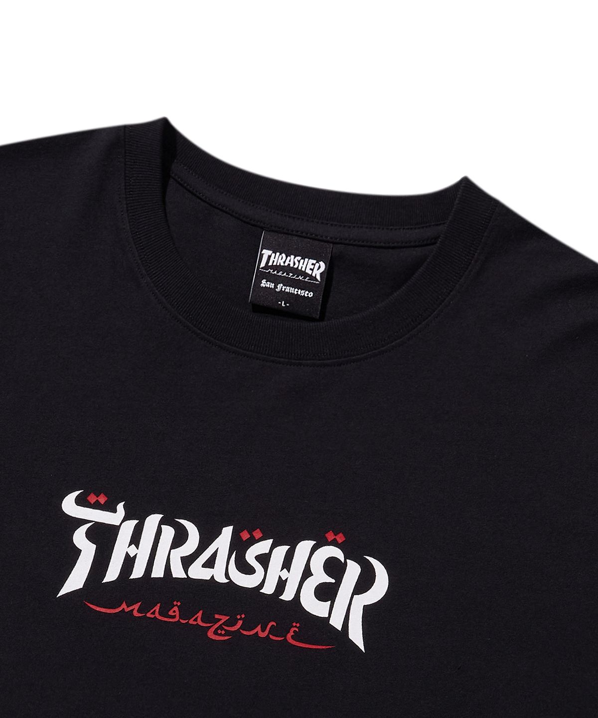 트레셔(THRASHER) 캘리그래피 로고 반팔 티셔츠 블랙
