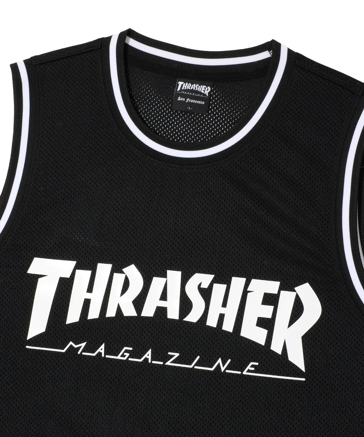 트레셔(THRASHER) 매거진 메쉬 슬리브리스 블랙
