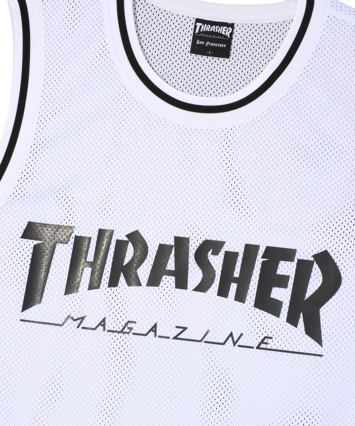 트레셔(THRASHER) 매거진 메쉬 슬리브리스 화이트