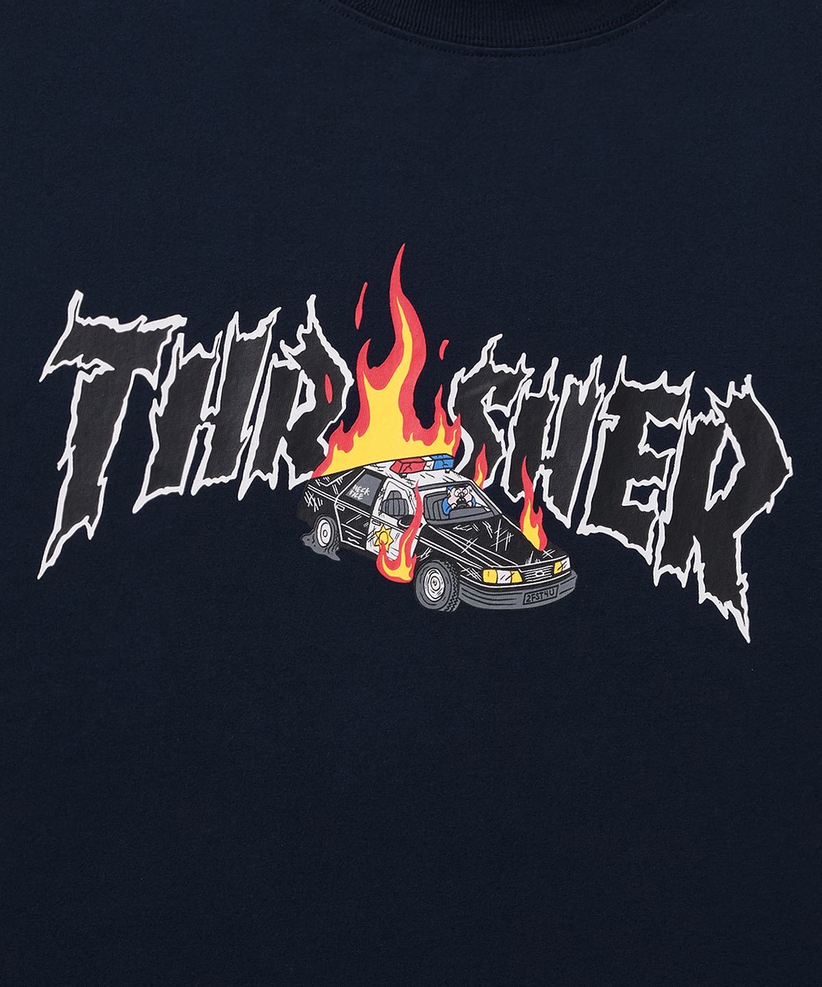 트레셔(THRASHER) 버닝카 반팔 티셔츠 네이비
