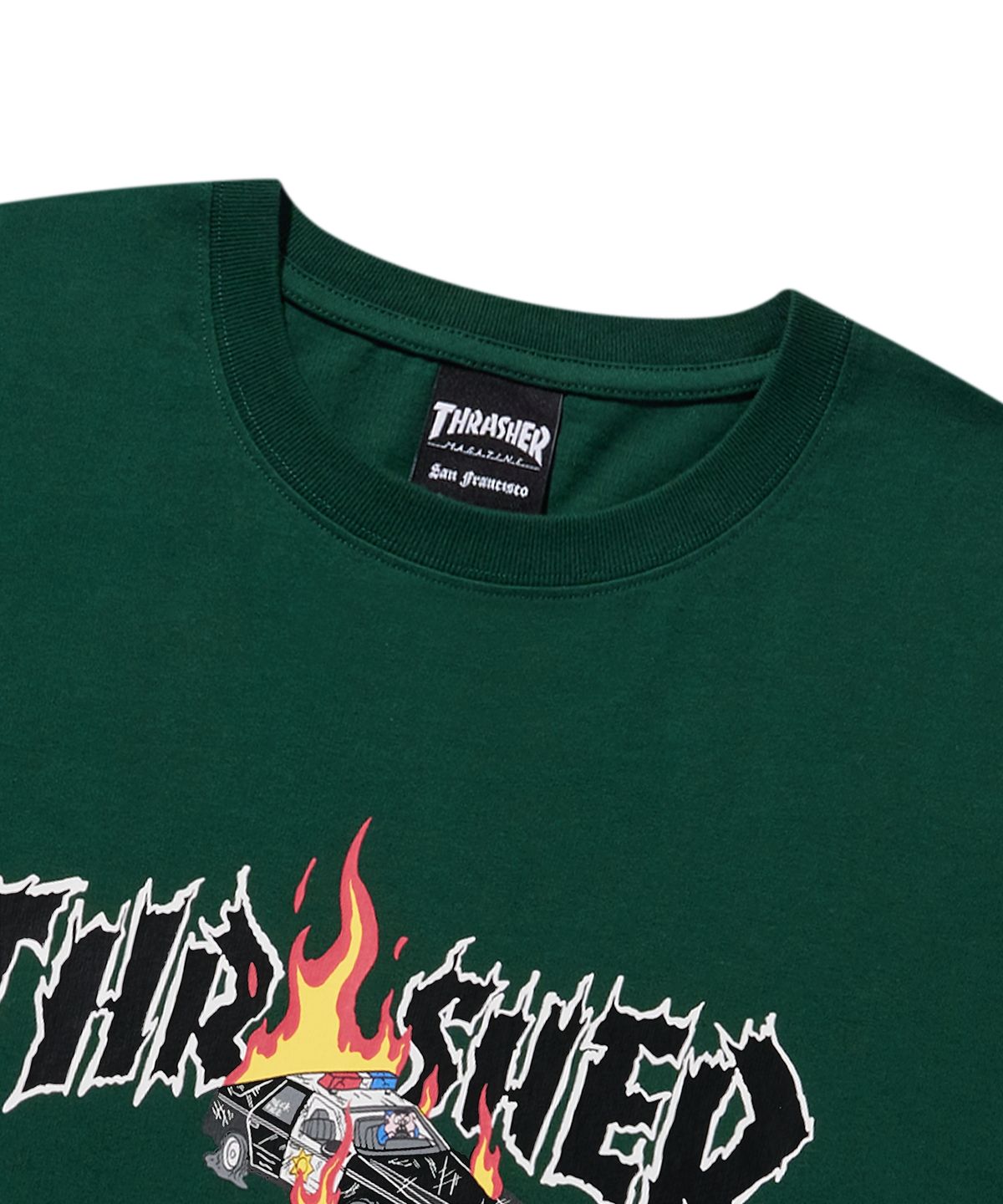 트레셔(THRASHER) 버닝카 반팔 티셔츠 그린