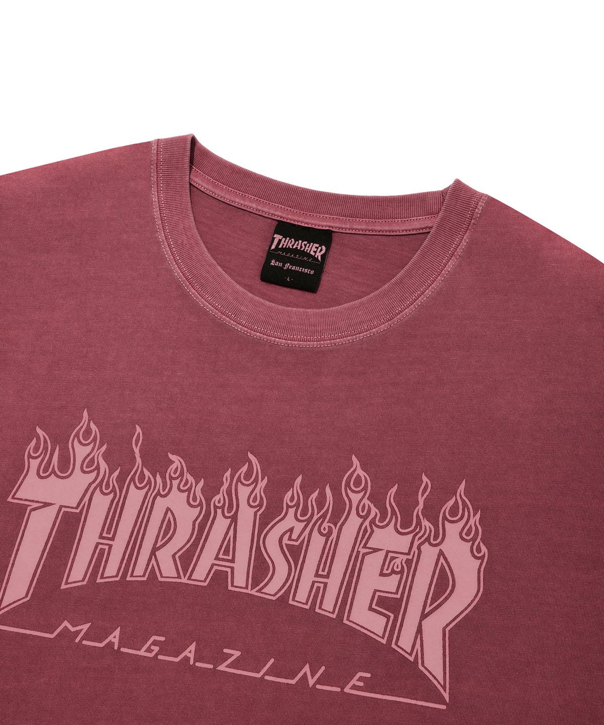 트레셔(THRASHER) 플레임 피그먼트 다잉 반팔 티셔츠 버건디