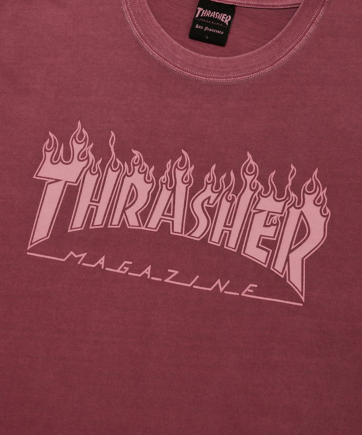 트레셔(THRASHER) 플레임 피그먼트 다잉 반팔 티셔츠 버건디