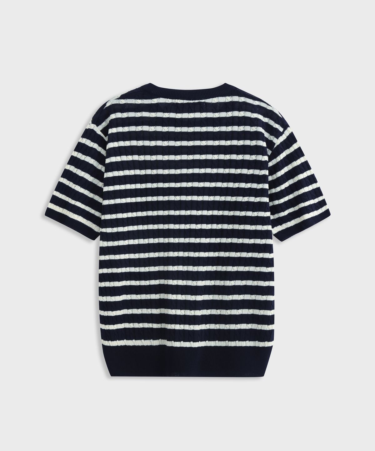 애쉬아워(ASHOUR) Stripe Cable Knit Navy