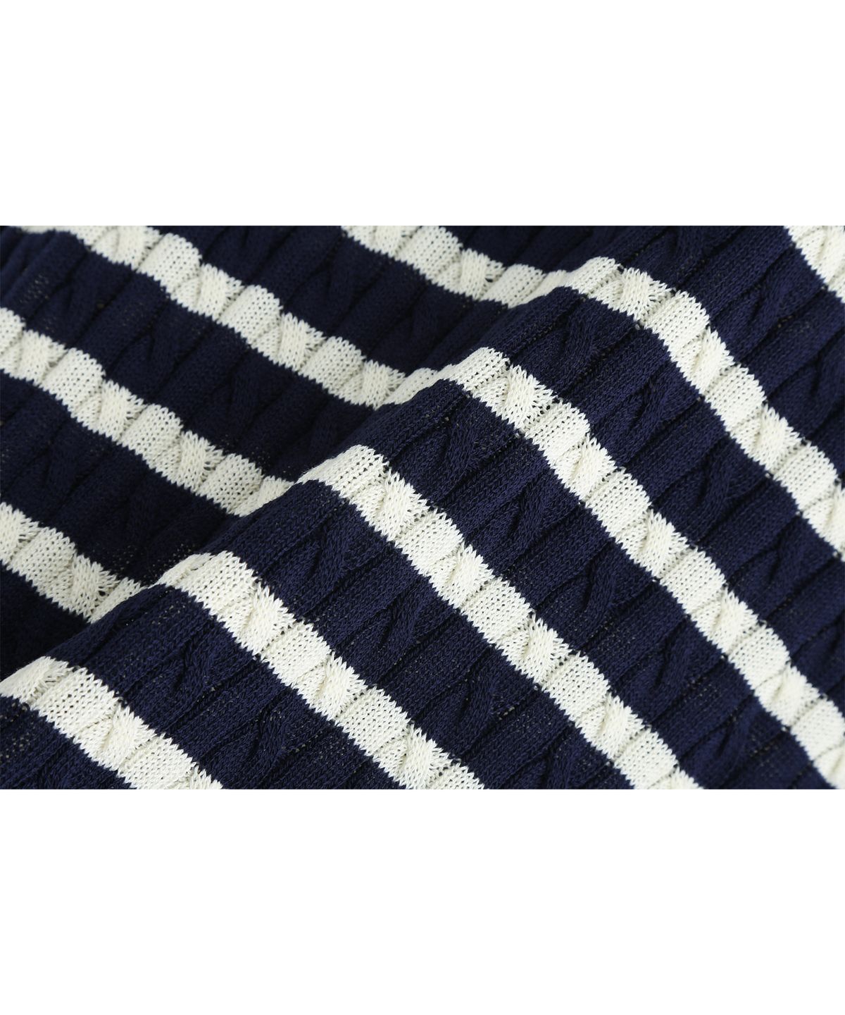 애쉬아워(ASHOUR) Stripe Cable Knit Navy