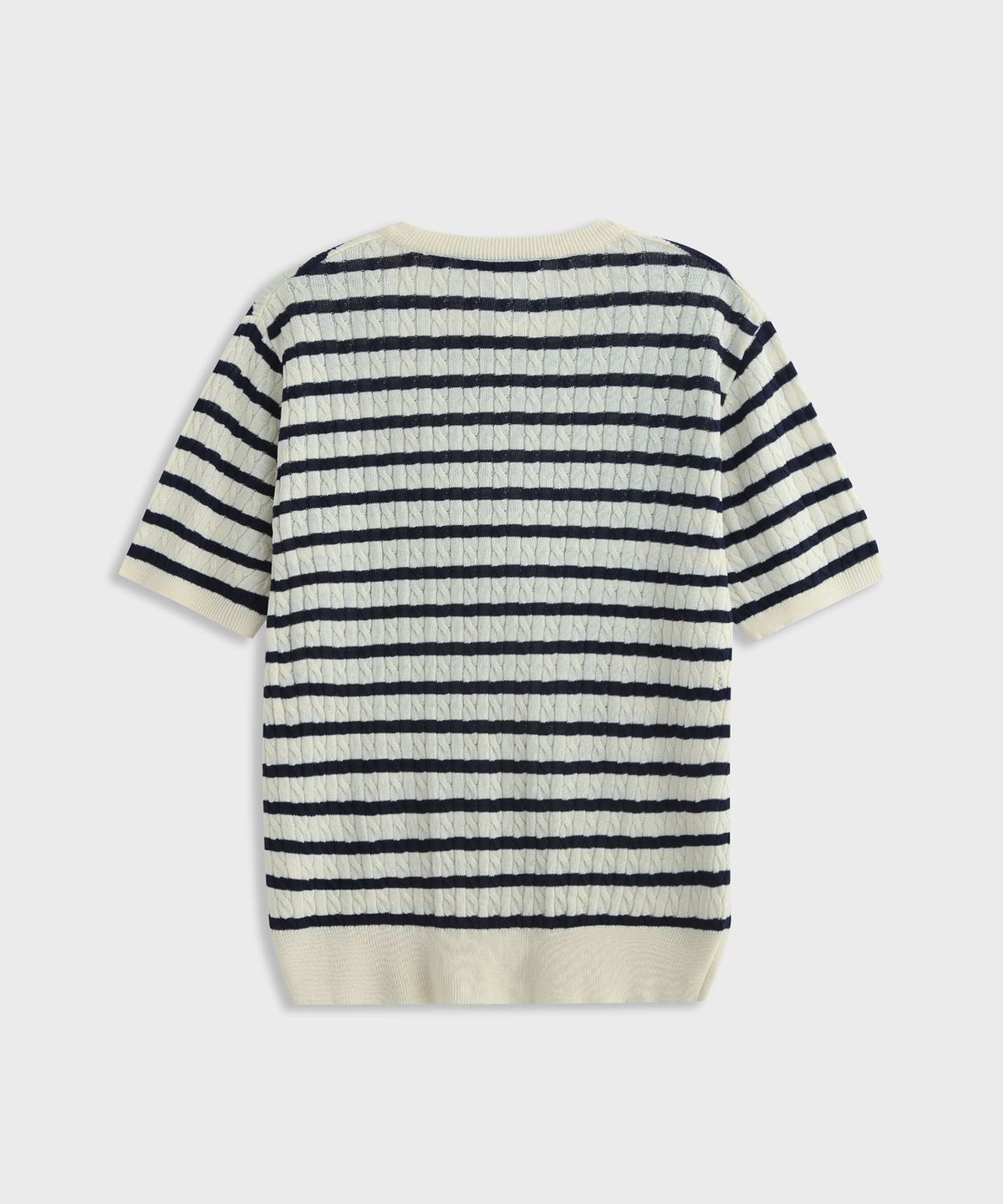 애쉬아워(ASHOUR) Stripe Cable Knit Ecru