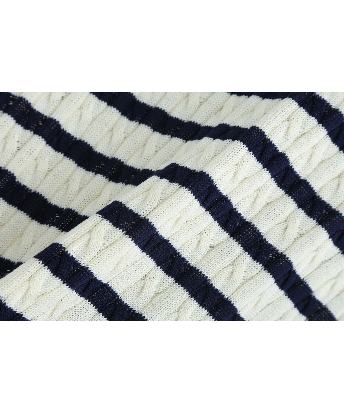 애쉬아워(ASHOUR) Stripe Cable Knit Ecru
