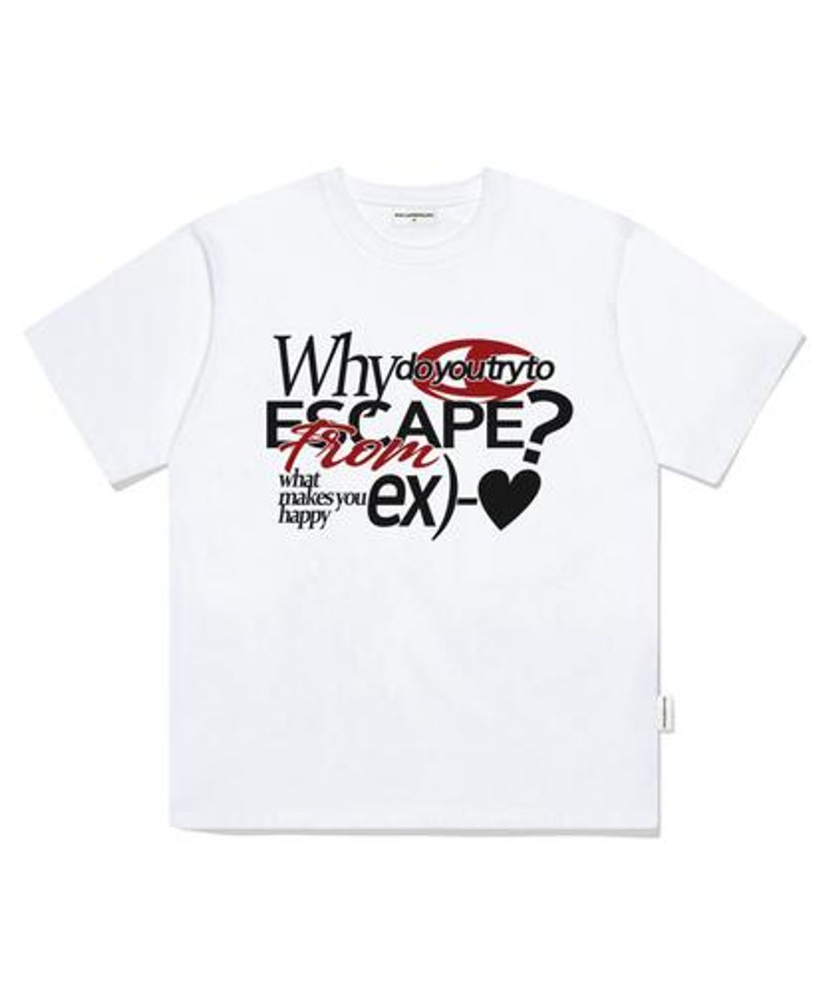 이스케이프프롬(ESCAPEFROM) ex 레드하트 프린트 오버핏 반팔티 화이트