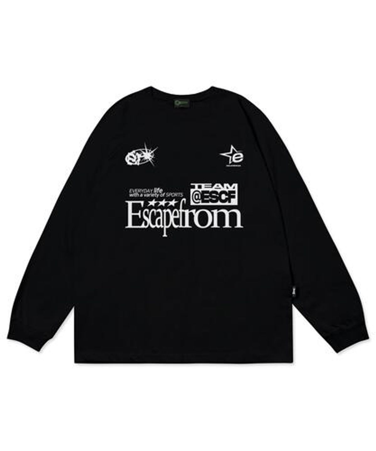 이스케이프프롬(ESCAPEFROM) 화이트 ESCF 스포츠 프린트 롱슬리브 올 블랙