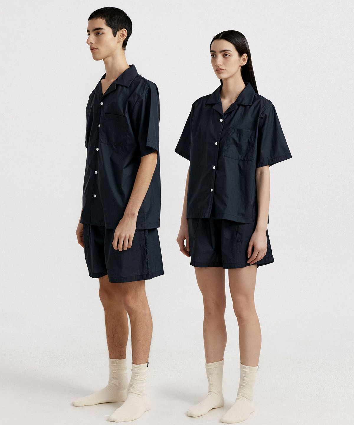 조스라운지(JO'S LOUNGE) (couple) Travel Short Pajama Set Navy