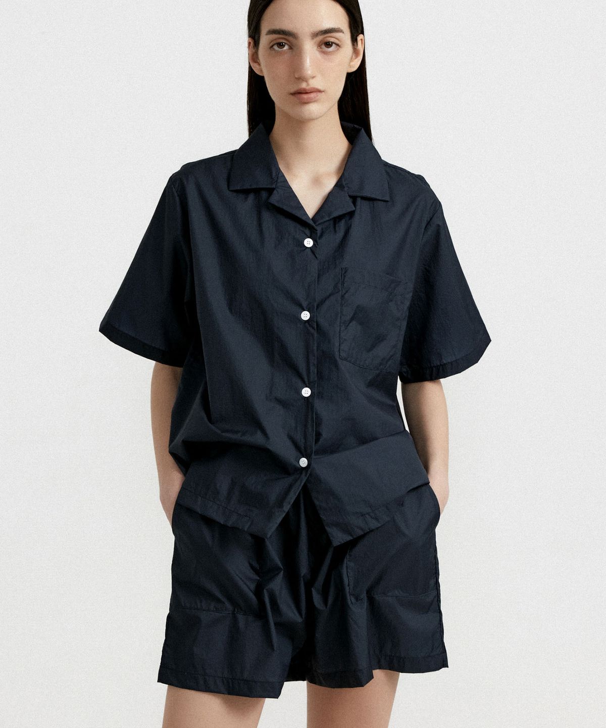 조스라운지(JO'S LOUNGE) (couple) Travel Short Pajama Set Navy