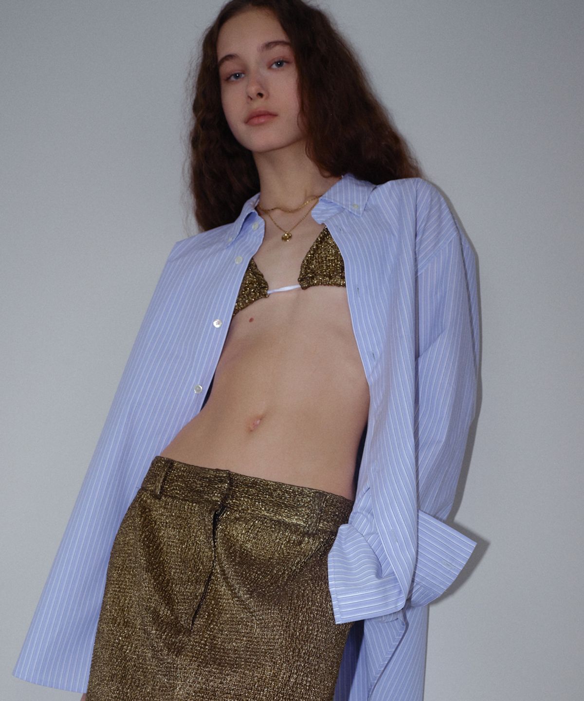 문선(MOONSUN) Flor Metallic Bra / Gold Wrinkle