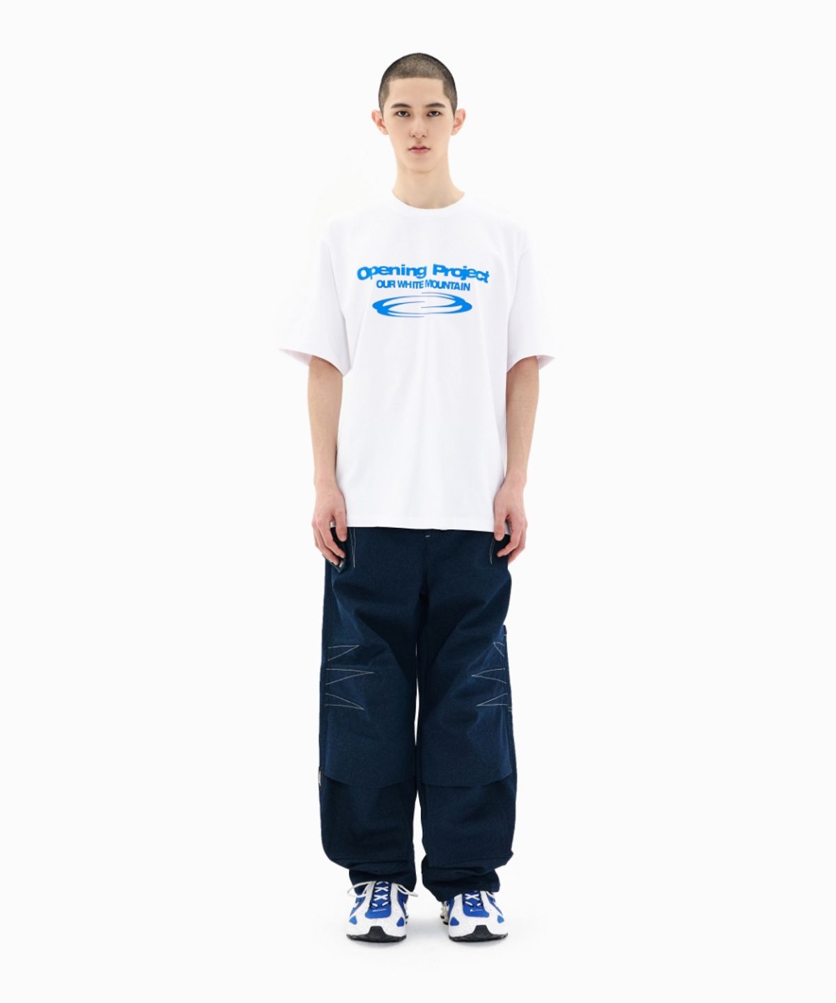 오프닝프로젝트(OPENING PROJECT) Identity T Shirt - White/Blue
