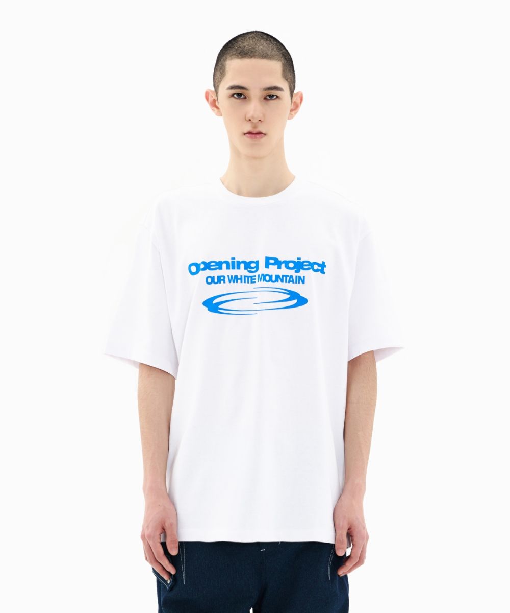 MUSINSA公式 | OPENING PROJECT Identity T Shirt - White/Blue