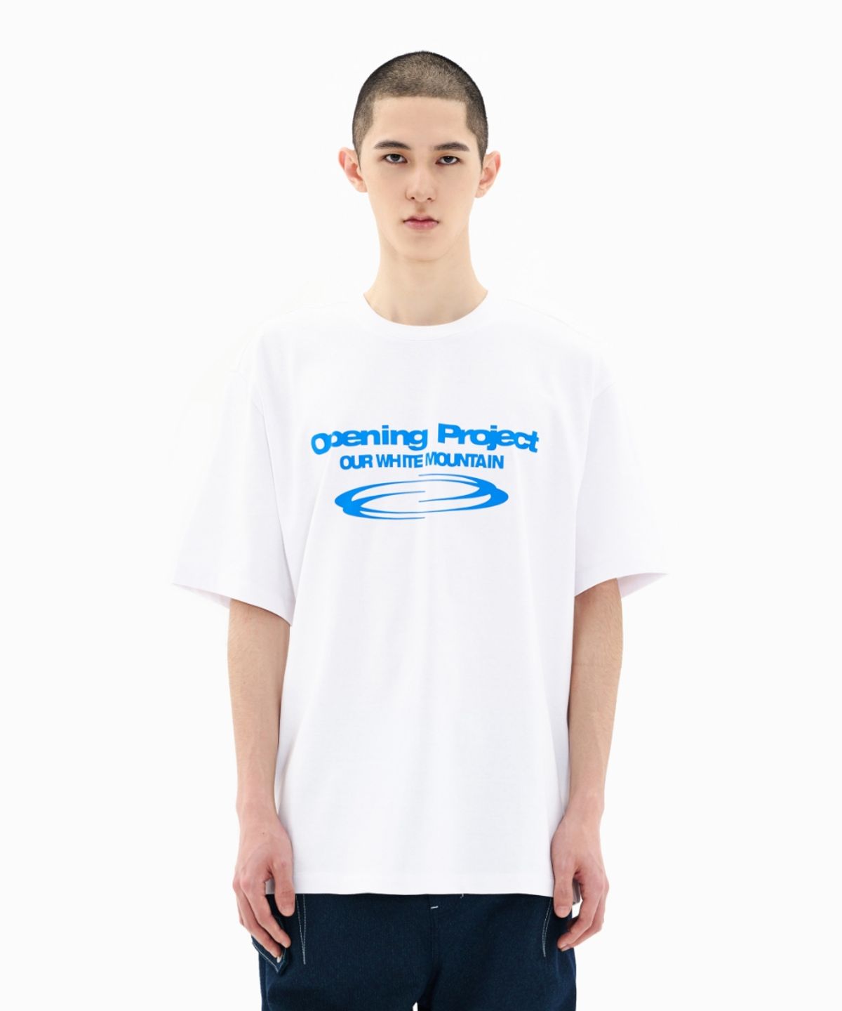 오프닝프로젝트(OPENING PROJECT) Identity T Shirt - White/Blue