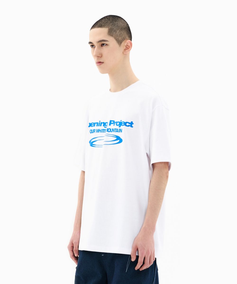 MUSINSA | OPENING PROJECT Identity T Shirt - White/Blue