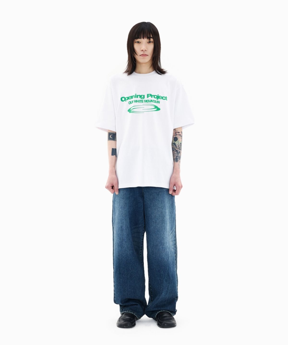 오프닝프로젝트(OPENING PROJECT) Identity T Shirt - White/Green