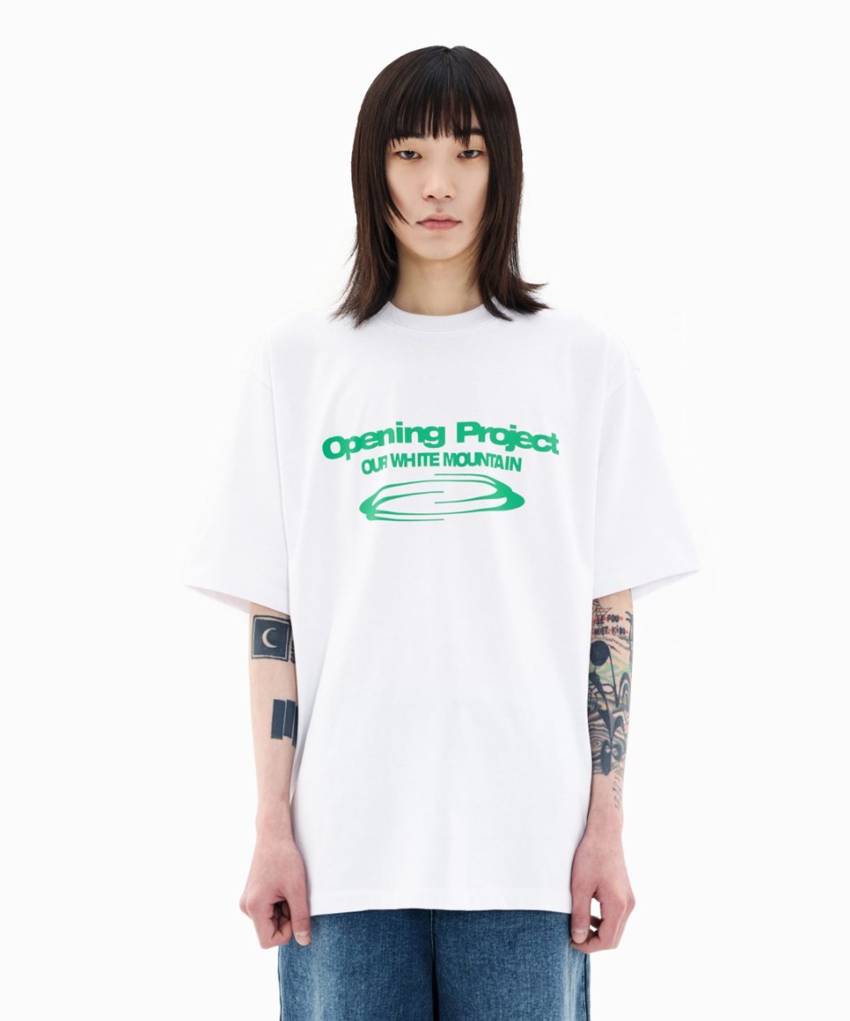 오프닝프로젝트(OPENING PROJECT) Identity T Shirt - White/Green