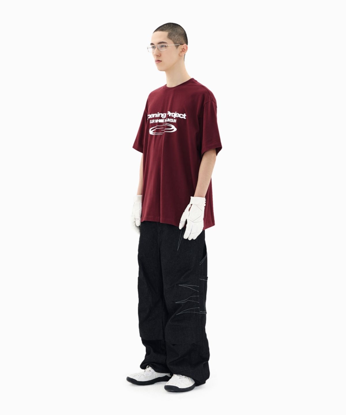 오프닝프로젝트(OPENING PROJECT) Identity T Shirt - Burgundy