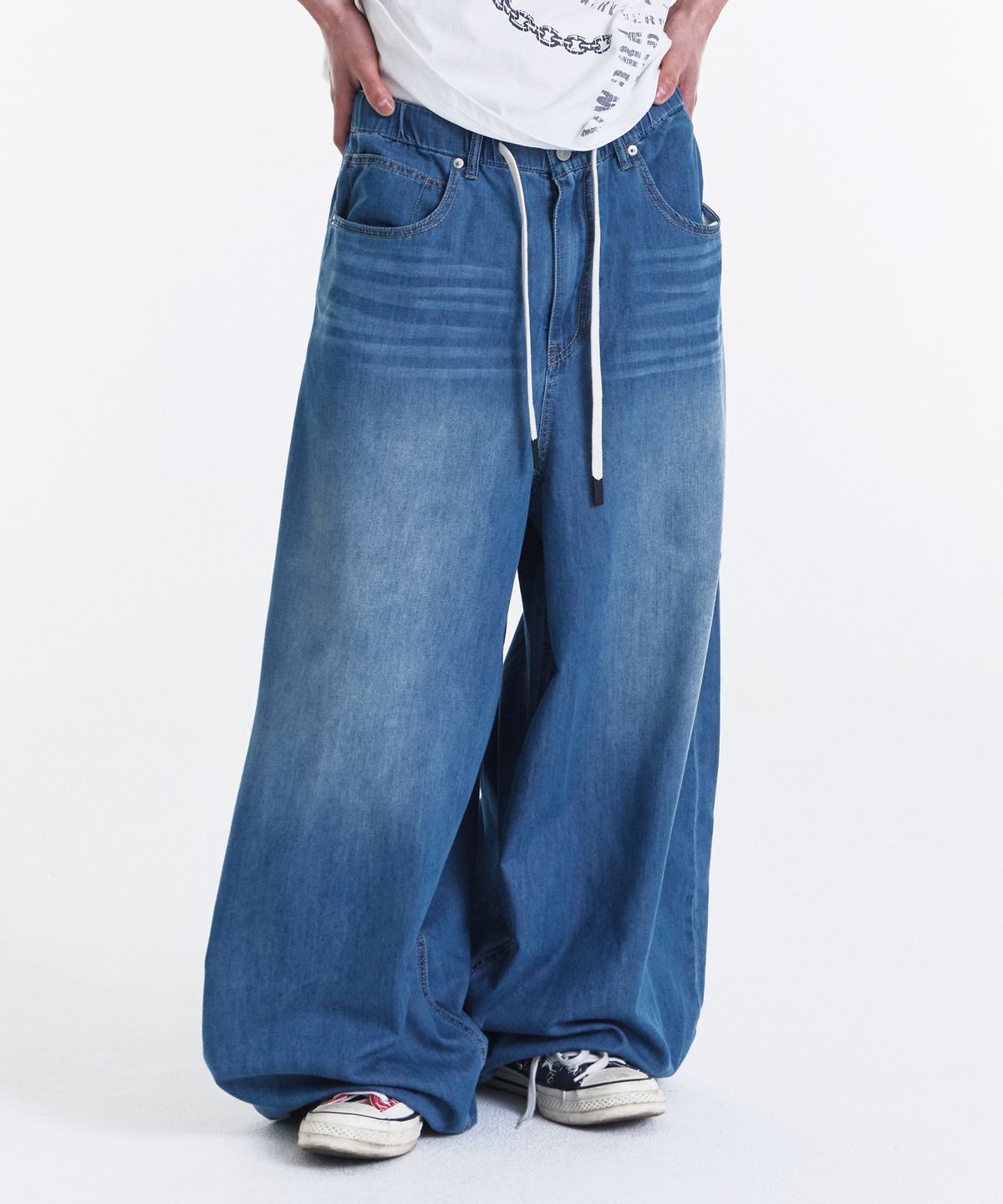 기철(KICHUL) SUMMER VACATION BALLOON PANTS (MID BLUE)