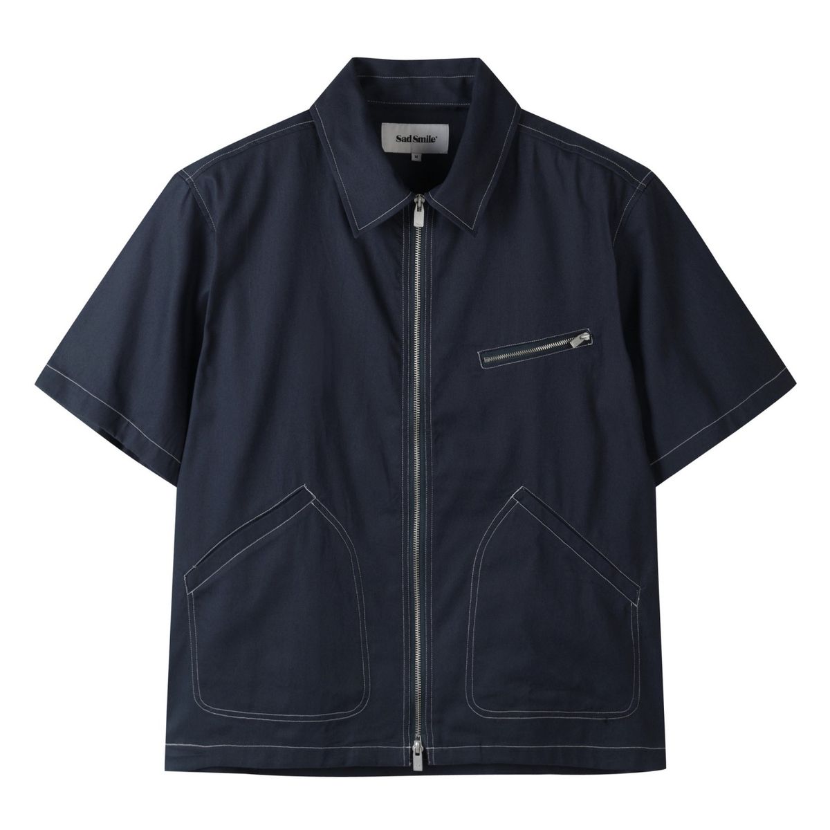 커스텀멜로우(CUSTOMELLOW) sadsmile cotton zip-up shirt CQSAM24311NYX