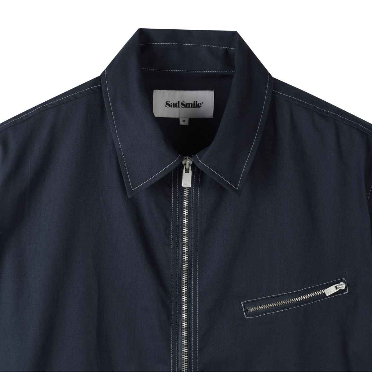 커스텀멜로우(CUSTOMELLOW) sadsmile cotton zip-up shirt CQSAM24311NYX