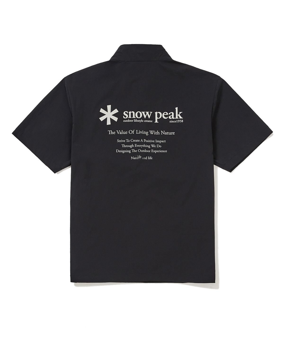스노우피크 어패럴(SNOWPEAK APPAREL) 씬테크 우븐 스탠드넥 반팔 아노락 Black (S24MMSAN34)