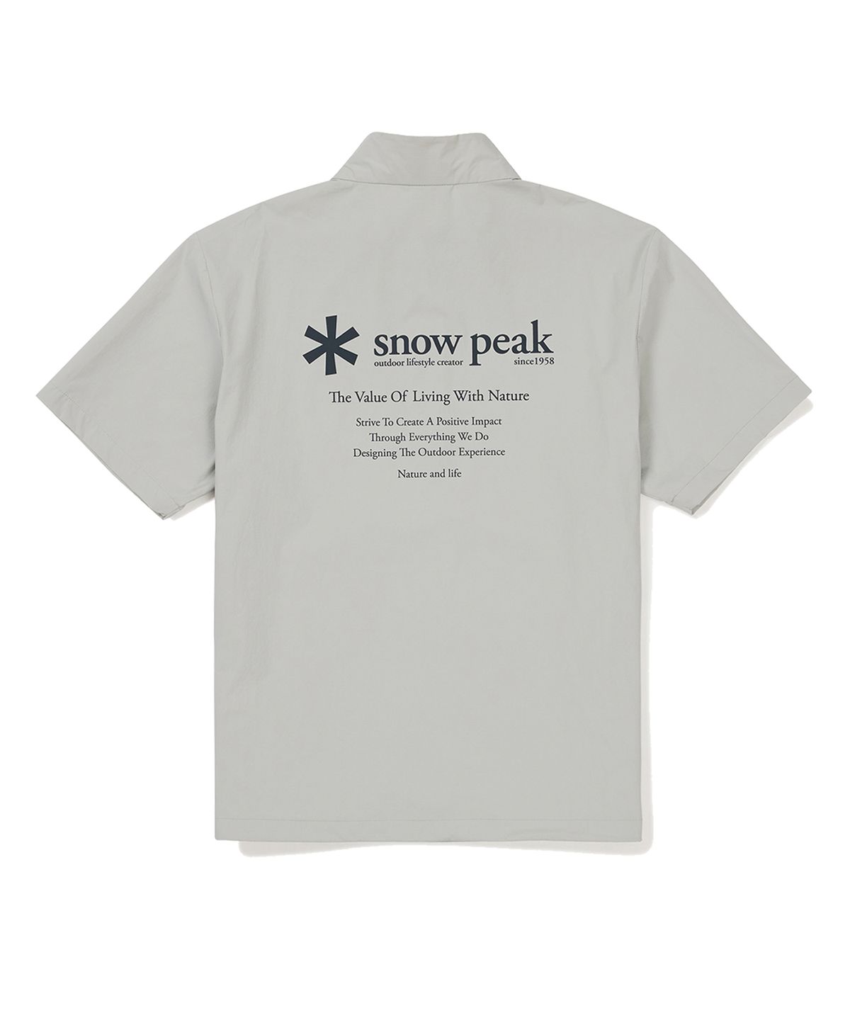 스노우피크 어패럴(SNOWPEAK APPAREL) 씬테크 우븐 스탠드넥 반팔 아노락 Light Gray (S24MMSAN34)
