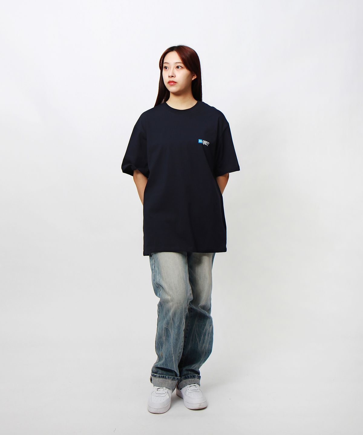 앱놀머씽(ABNORMALTHING) 심볼릭 미니 오버핏 티셔츠 네이비  (SYMBOLIC MINI T-SHIRT NAVY)